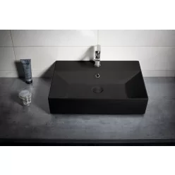   Mosdó, Aqualine Sistema kerámiamosdó  60x42cm, matt fekete 10SF50060-2N