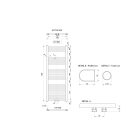 Egyenes radiátor, Aqualine ALYA fürdőszobai radiátor, középső bekötéssel, 400x1188 mm, LLS308