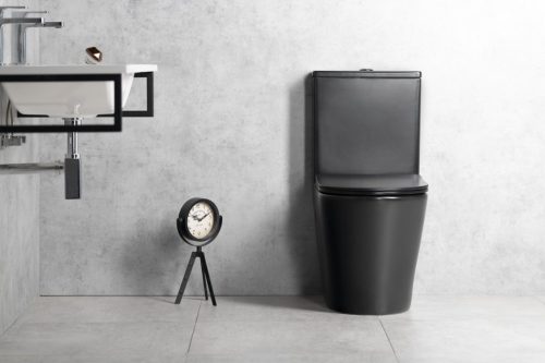 WC, Sapho Paco RIMLESS monoblokkos WC, ülőke nélkül, fekete PC1012WRB