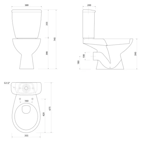 WC, Aqualine Jose monoblokkos WC PS8812
