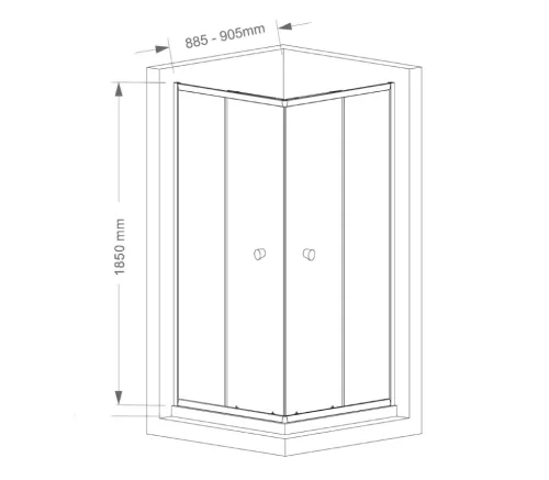 Zuhanykabin, Aqualine AGGA zuhanykabin, 90x90x185cm, króm HLF909Y