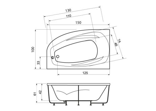 Kád, West Amanda 150x100, balos