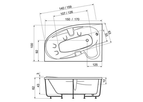 Kád, West Iulia/Oana 150x100, balos