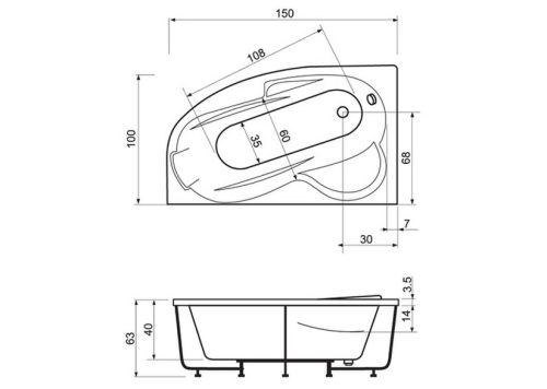 Kád, West Saturn 150x100, balos