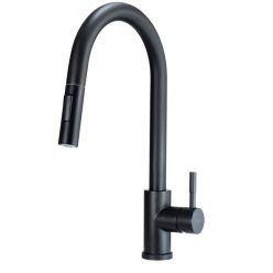   Mosogató csaptelep, Deante Lima mosogató csaptelep kihúzható kifolyóval, fekete BBM_N72M