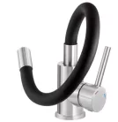 Mosogató csaptelep, Deante Luno flexibilis kifolyóval acél-fekete BOC_B720