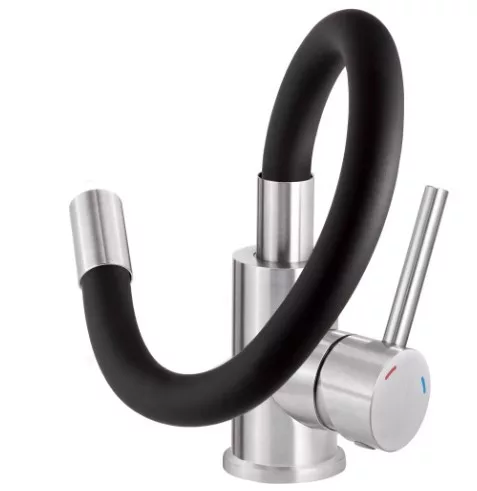 Mosogató csaptelep, Deante Luno flexibilis kifolyóval acél-fekete BOC_B720