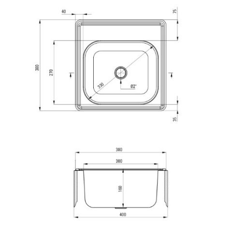 Mosogatótálca, Deante Techno acél mosogatótálca, 1 medencés, túlfolyó nélkül ZMU_0100