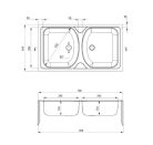 Mosogatótálca, Deante Techno acél mosogatótálca, 2 medencés, túlfolyó nélkül ZMU_0200