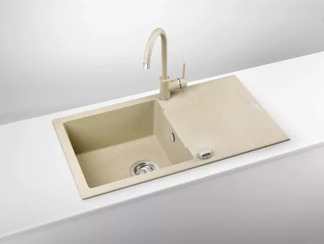 Mosogatótálca, Deante Evora gránit mosogatótálca, 1 medencés, csepegtetővel, homokszín ZQJ_7113