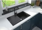 Mosogatótálca, Deante Evora gránit mosogatótálca, 1 medencés, csepegtetővel, fekete ZQJ_N113