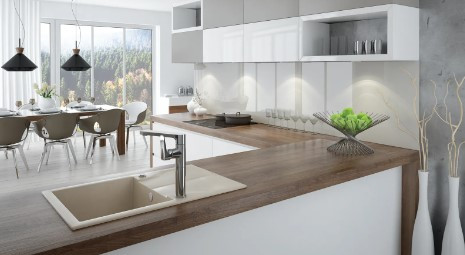 Mosogatótálca, Deante Andante gránit mosogató, 1 medencés csepegtetővel, alabástrom ZQN_A113