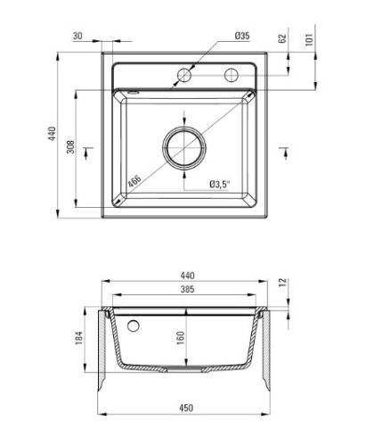 Mosogatótálca, Deante Zorba gránit mosogatótálca, 1 medencés, grafit ZQZ_2103