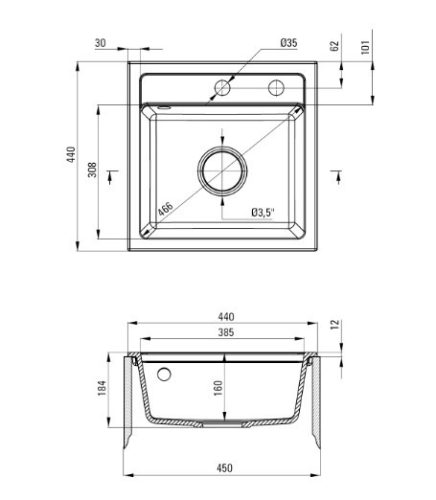 Mosogatótálca, Deante Zorba gránit mosogatótálca, 1 medencés, bézs ZQZ_5103
