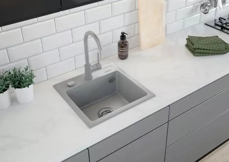 Mosogatótálca, Deante Zorba 1 medencés gránit mosogató, metálszürke ZQZ_S103