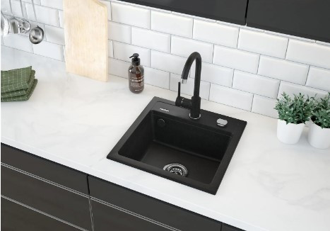 Mosogatótálca, Deante Zorba 1 medencés gránit mosogató csapteleppel, grafit ZQZA2103