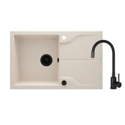  Mosogatótálca, Deante Andante gránit, 1 medence+csepegtető, csapteleppel bézs ZQNN5113