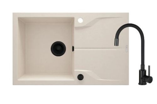 Mosogatótálca, Deante Andante gránit, 1 medence+csepegtető, csapteleppel bézs ZQNN5113