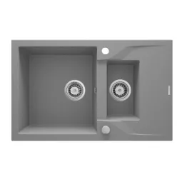   Mosogatótálca, Deante Andante 1,5 medencés, gránit, csepegtetővel, metálszürke ZQN_S513