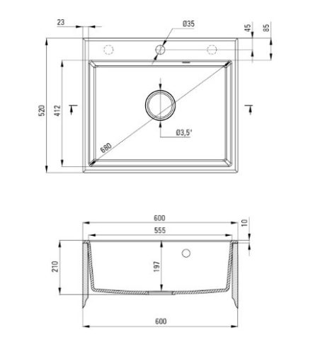 Mosogatótálca, Deante Andante 1 medencés, gránit mosogató metálszürke ZQN_S103