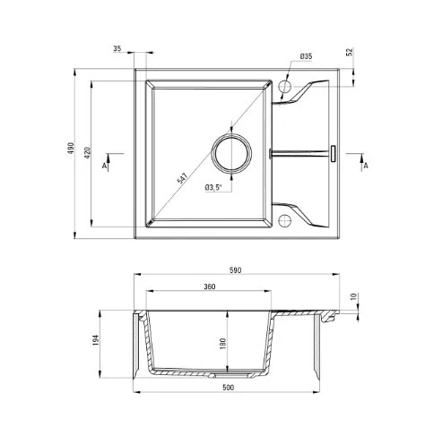 Mosogatótálca, Deante Andante 1 medencés, gránit mosogató, grafit metál ZQN_G11A