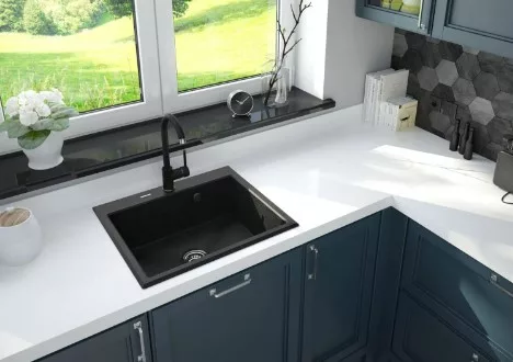 Mosogatótálca, Deante Andante 1 medencés, gránit mosogató, grafit metál ZQN_G103