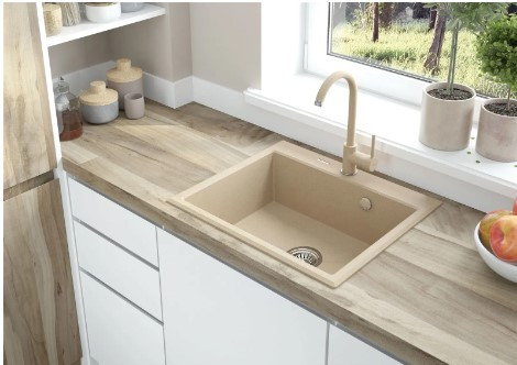 Mosogatótálca, Deante Andante 1 medencés, gránit mosogató, homok ZQN_7103