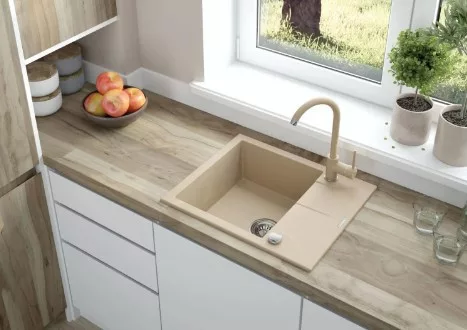 Mosogatótálca, Deante Andante 1 medencés, csepegtetővel, gránit, bézs ZQN_511A