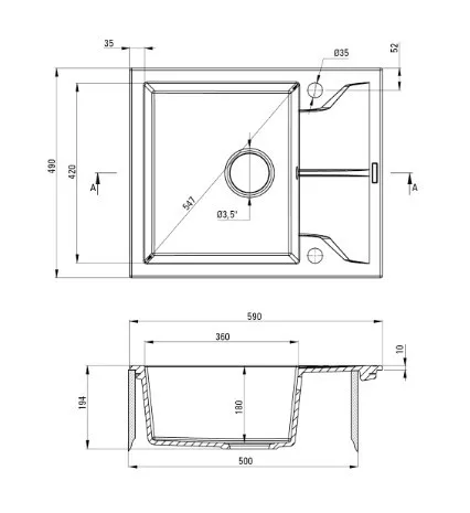 Mosogatótálca, Deante Andante 1 medencés, csepegtetővel, gránit, bézs ZQN_511A