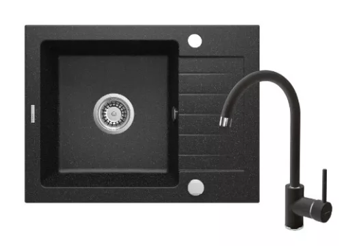 Mosogatótálca, Deante Zorba 1 medencés, gránit, csapteleppel, csepegtetővel, grafit ZQZA211A