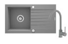 Mosogatótálca, Deante Zorba 1 medencés, gránit, csapteleppel, csepegtetővel,metálszürke ZQZBS113