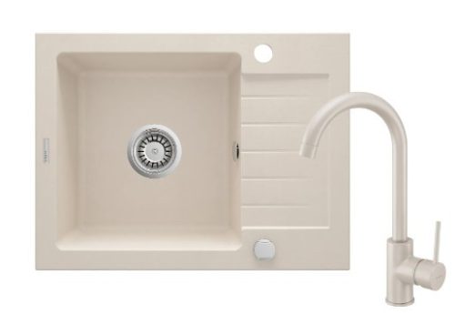 Mosogatótálca, Deante Zorba 1 medencés, gránit, csapteleppel, csepegtetővel, bézs ZQZA511A