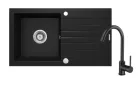 Mosogatótálca, Deante Zorba 1 medencés, gránit, csapteleppel, csepegtetővel,fekete ZQZVN113