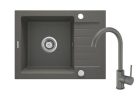 Mosogatótálca, Deante Zorba 1 medencés, gránit, csaptelep+csepegtető, antracit metál ZQZAT11A