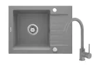 Mosogatótálca, Deante Zorba 1 medencés, gránit, csaptelep+csepegtető, metálszürke ZQZAS11A