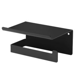   WC papír tartó, Deante Mokko fali, polccal, fekete ADM_N221