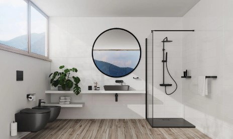 WC papír tartó, Deante Mokko fali, polccal, fekete ADM_N221