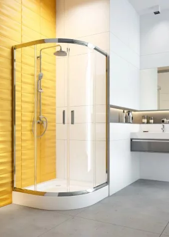 Zuhanykabin, Deante Funkia íves zuhanykabin zuhanytálcával króm+átlátszó üveg 90x90