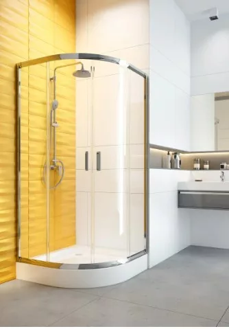 Zuhanykabin, Deante Funkia íves zuhanykabin zuhanytálcával króm+átlátszó üveg 80x80