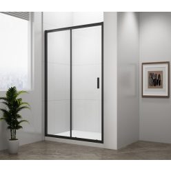   Zuhanyajtó, Sapho Polysan Easy Line Black tolóajtó, matt fekete, átlátszó üveg 120 cm EL1215B