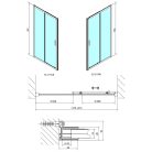 Zuhanyajtó, Sapho Polysan Easy Line Black tolóajtó, matt fekete, átlátszó üveg 120 cm EL1215B