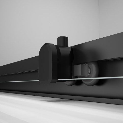Zuhanyajtó, Sapho Polysan Easy Line Black tolóajtó, matt fekete, átlátszó üveg 130 cm EL1315B