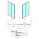 Zuhanyajtó, Sapho Polysan Easy Line Black tolóajtó, matt fekete, átlátszó üveg 150 cm EL1515B