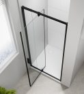 Zuhanyajtó, Sapho Polysan Easy Line Black nyílóajtó fix résszel, matt fekete, 90 cm EL1615B