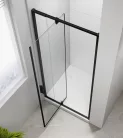 Zuhanyajtó, Sapho Polysan Easy Line Black nyílóajtó fix résszel, matt fekete, 90 cm EL1615B