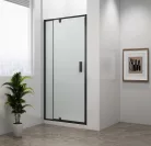 Zuhanyajtó, Sapho Polysan Easy Line Black nyílóajtó fix rész,matt fekete,brick üveg,90 cm EL1638B