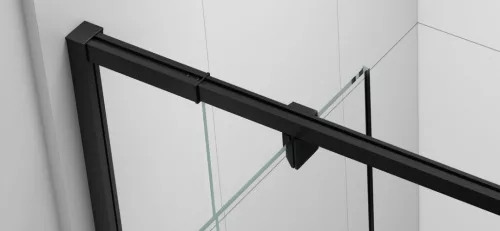 Zuhanyajtó, Sapho Polysan Easy Line Black nyílóajtó fix rész,matt fekete,brick üveg,90 cm EL1638B