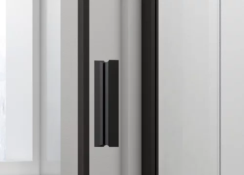 Zuhanyajtó, Sapho Polysan Easy Line Black nyílóajtó fix rész,matt fekete,brick üveg,90 cm EL1638B