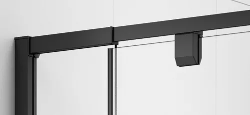 Zuhanyajtó, Sapho Polysan Easy Line Black nyílóajtó fix rész,matt fekete,brick üveg,90 cm EL1638B
