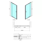 Zuhanyajtó, Sapho Polysan Easy Line Black nyílóajtó fix rész,matt fekete,brick üveg,90 cm EL1638B